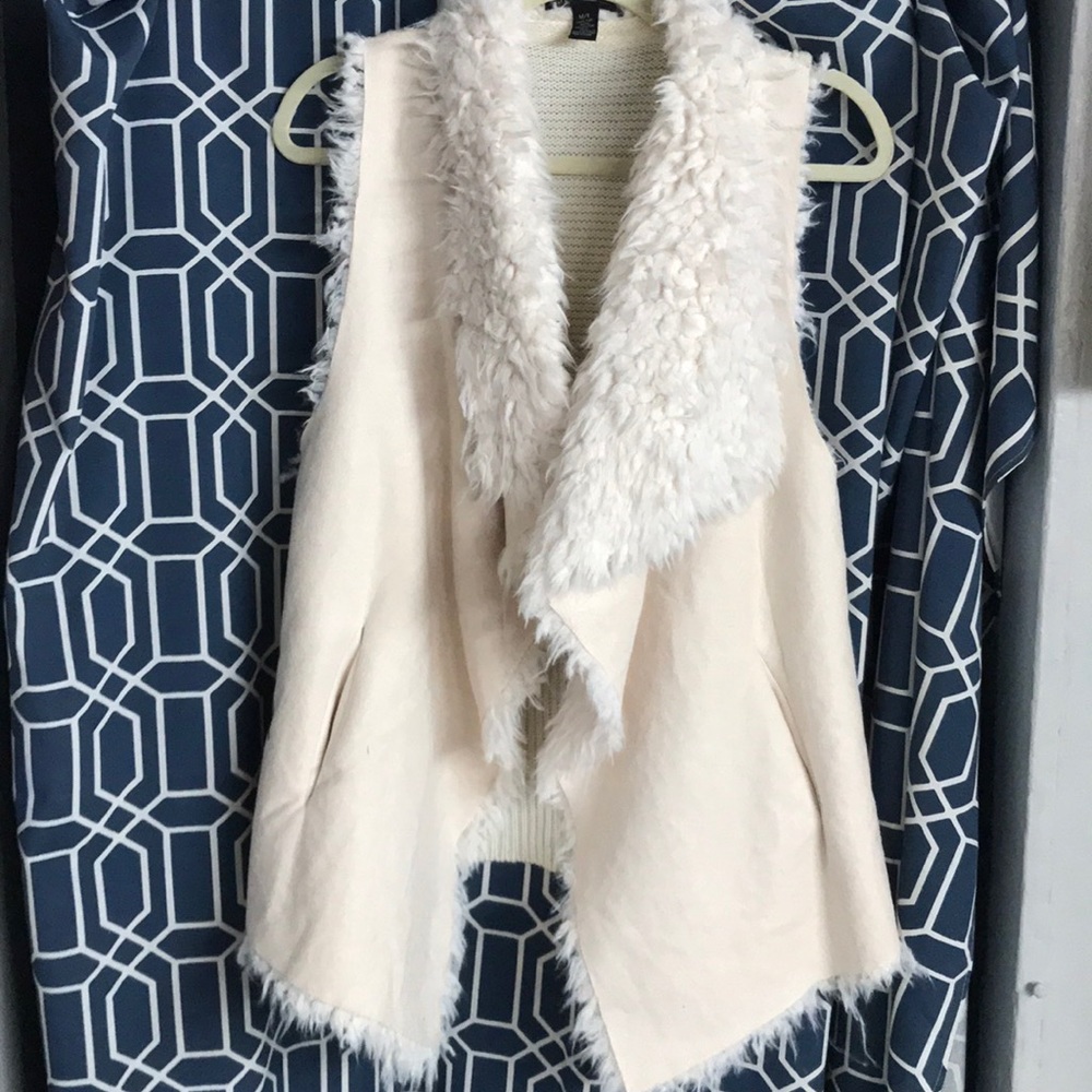 I.N.C Cream Faux Fur Vest